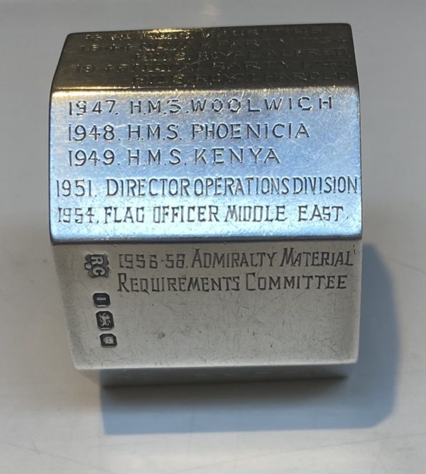 Royal Navy Service Record Silver Napkin Ring for Rear Admiral Patrick Willet Brock CB DSO by Richard Comyns (William Comyns & Sons Ltd.), London, 1944-5 - Image 4
